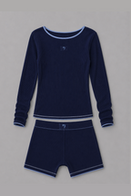 Blue Ribbed Long Set