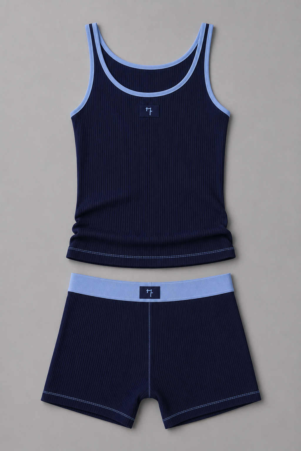 Blue Ribbed Tank Set