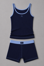 Blue Ribbed Tank Set